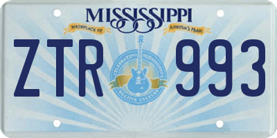 MS license plate ZTR993