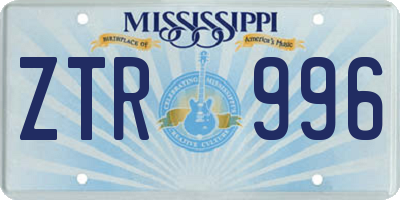 MS license plate ZTR996