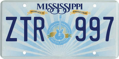 MS license plate ZTR997
