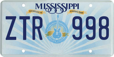 MS license plate ZTR998