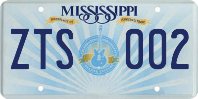 MS license plate ZTS002