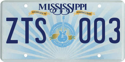 MS license plate ZTS003