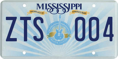 MS license plate ZTS004
