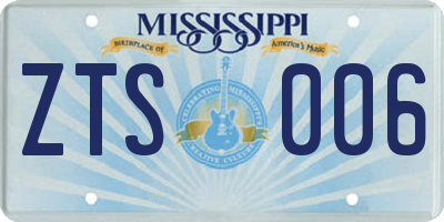 MS license plate ZTS006