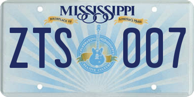 MS license plate ZTS007