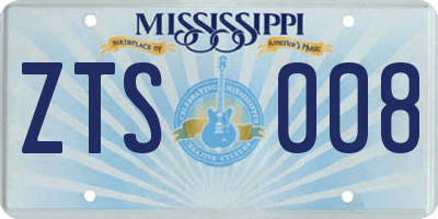 MS license plate ZTS008