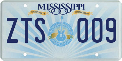 MS license plate ZTS009