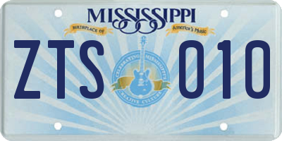 MS license plate ZTS010