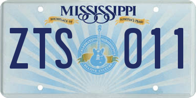MS license plate ZTS011