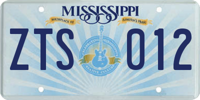 MS license plate ZTS012