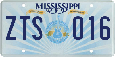 MS license plate ZTS016
