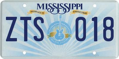 MS license plate ZTS018
