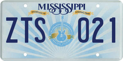 MS license plate ZTS021