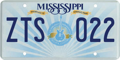 MS license plate ZTS022