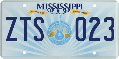 MS license plate ZTS023
