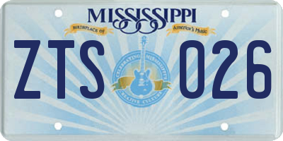 MS license plate ZTS026