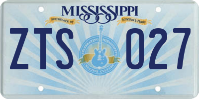 MS license plate ZTS027