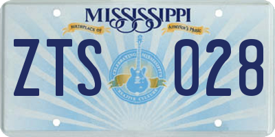 MS license plate ZTS028