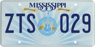 MS license plate ZTS029