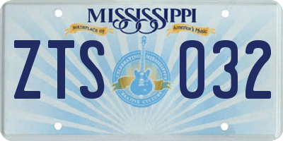 MS license plate ZTS032