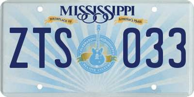 MS license plate ZTS033