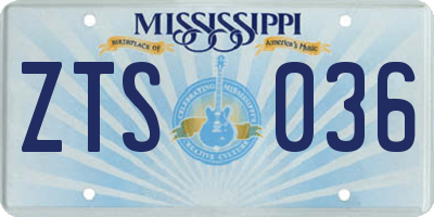 MS license plate ZTS036