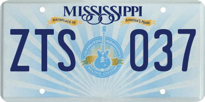 MS license plate ZTS037