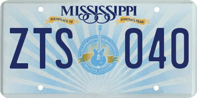 MS license plate ZTS040