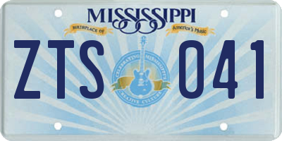 MS license plate ZTS041