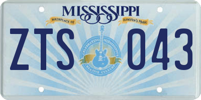 MS license plate ZTS043