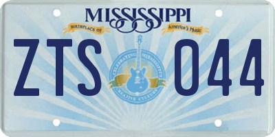 MS license plate ZTS044