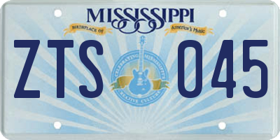 MS license plate ZTS045