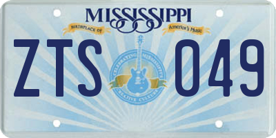 MS license plate ZTS049