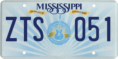MS license plate ZTS051