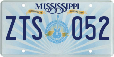 MS license plate ZTS052