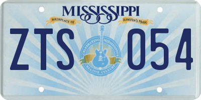 MS license plate ZTS054