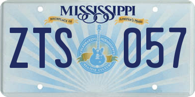 MS license plate ZTS057