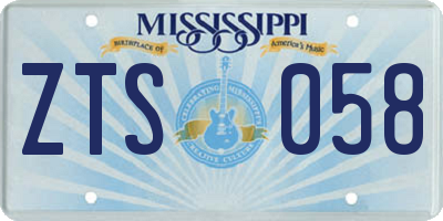 MS license plate ZTS058