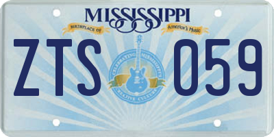 MS license plate ZTS059