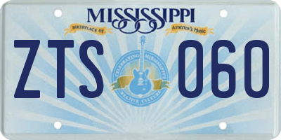 MS license plate ZTS060