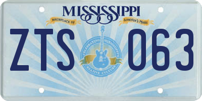MS license plate ZTS063