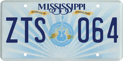 MS license plate ZTS064