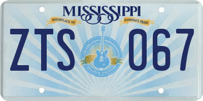 MS license plate ZTS067