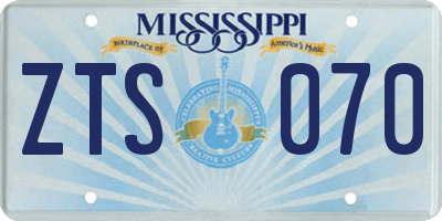 MS license plate ZTS070