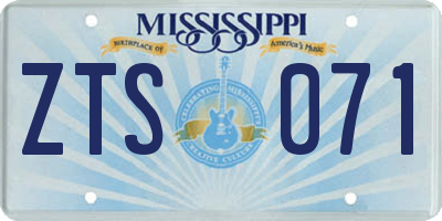 MS license plate ZTS071