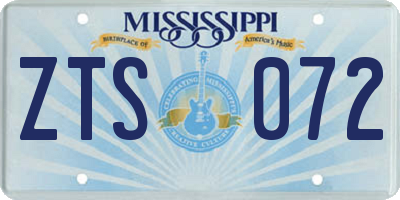 MS license plate ZTS072