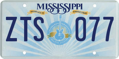 MS license plate ZTS077