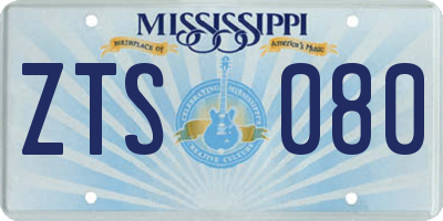 MS license plate ZTS080