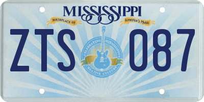 MS license plate ZTS087