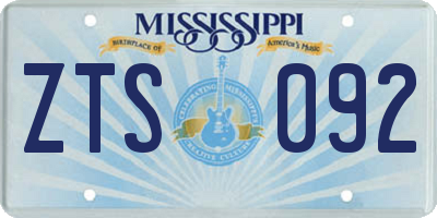 MS license plate ZTS092